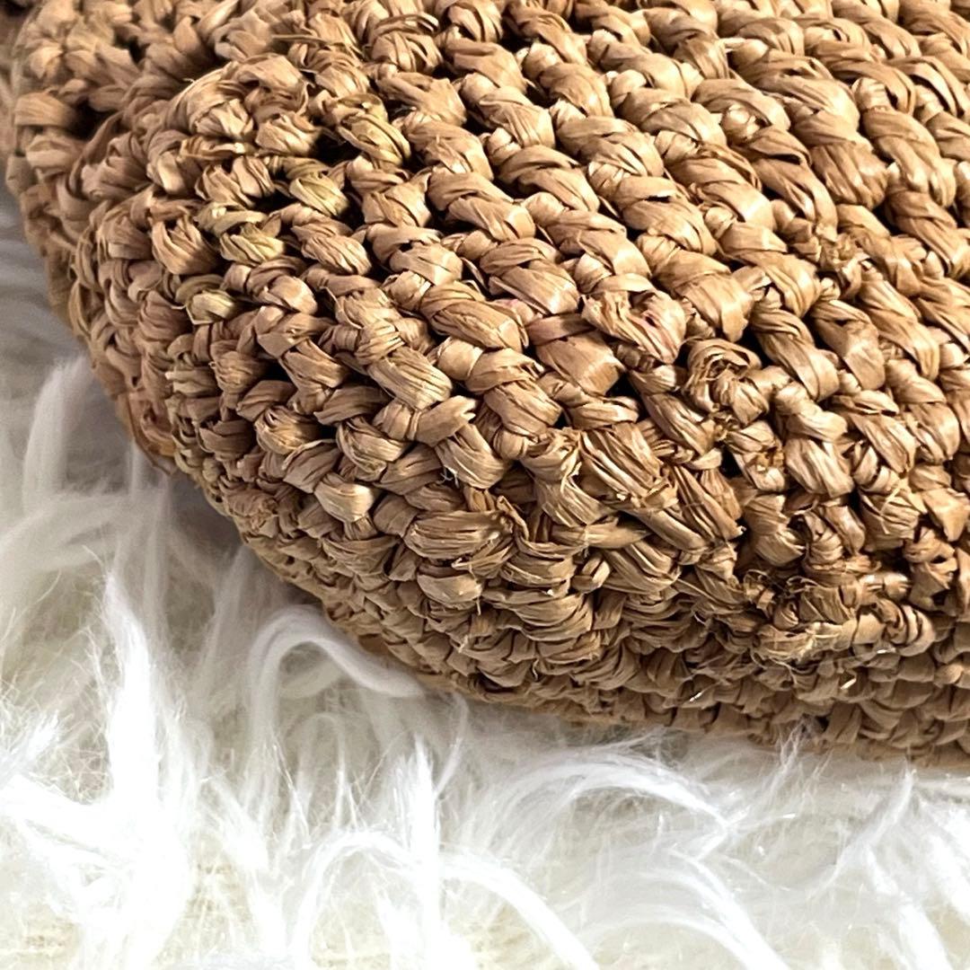 IBIZA かごバッグ ラフィア レザー　模様編み　ショルダーバッグ　2way