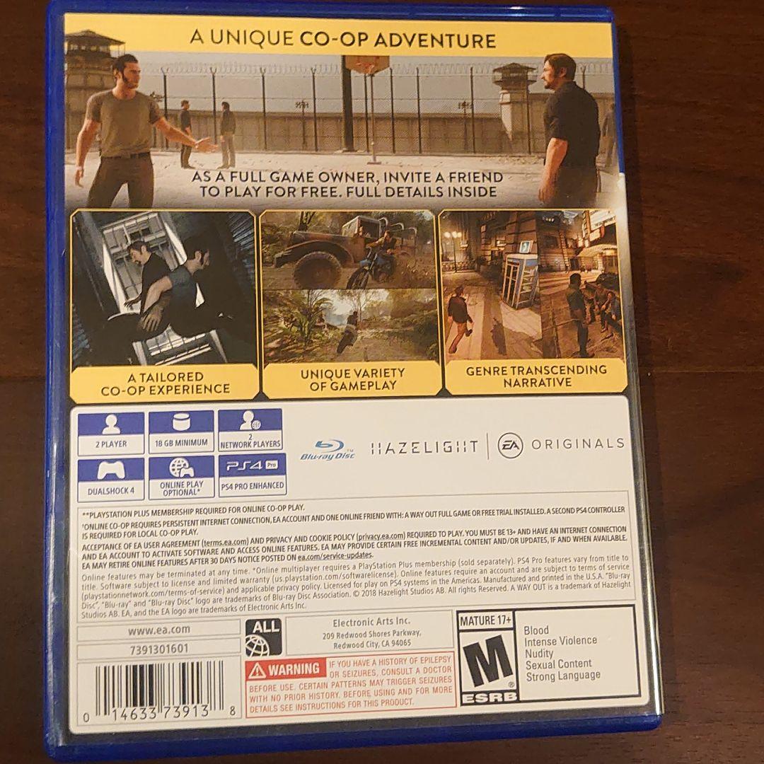 超希少☆日本未入荷☆PS4 北米版　A WAY OUT　アウェイアウト
