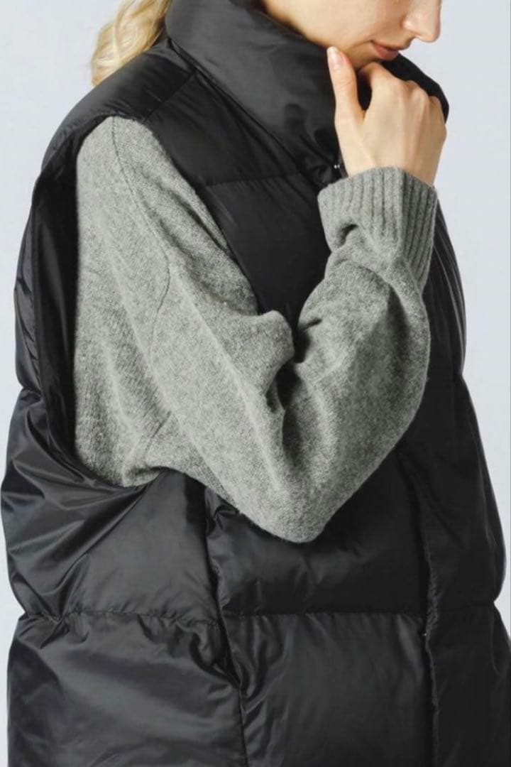 mizuiroind ⿻ ワイド ダウンベスト ダウン フェザー ゆったり 黒