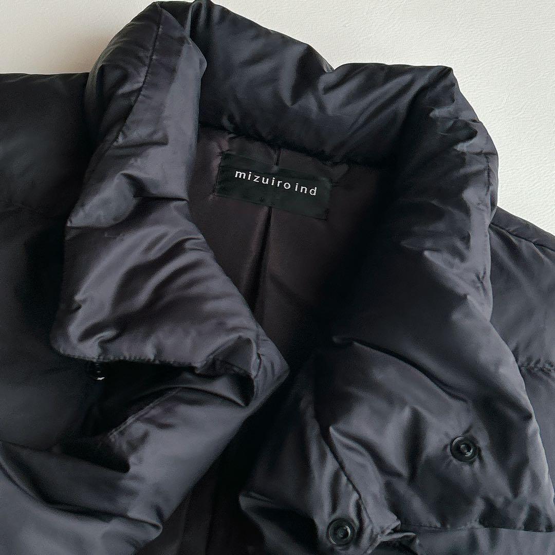 mizuiroind ⿻ ワイド ダウンベスト ダウン フェザー ゆったり 黒
