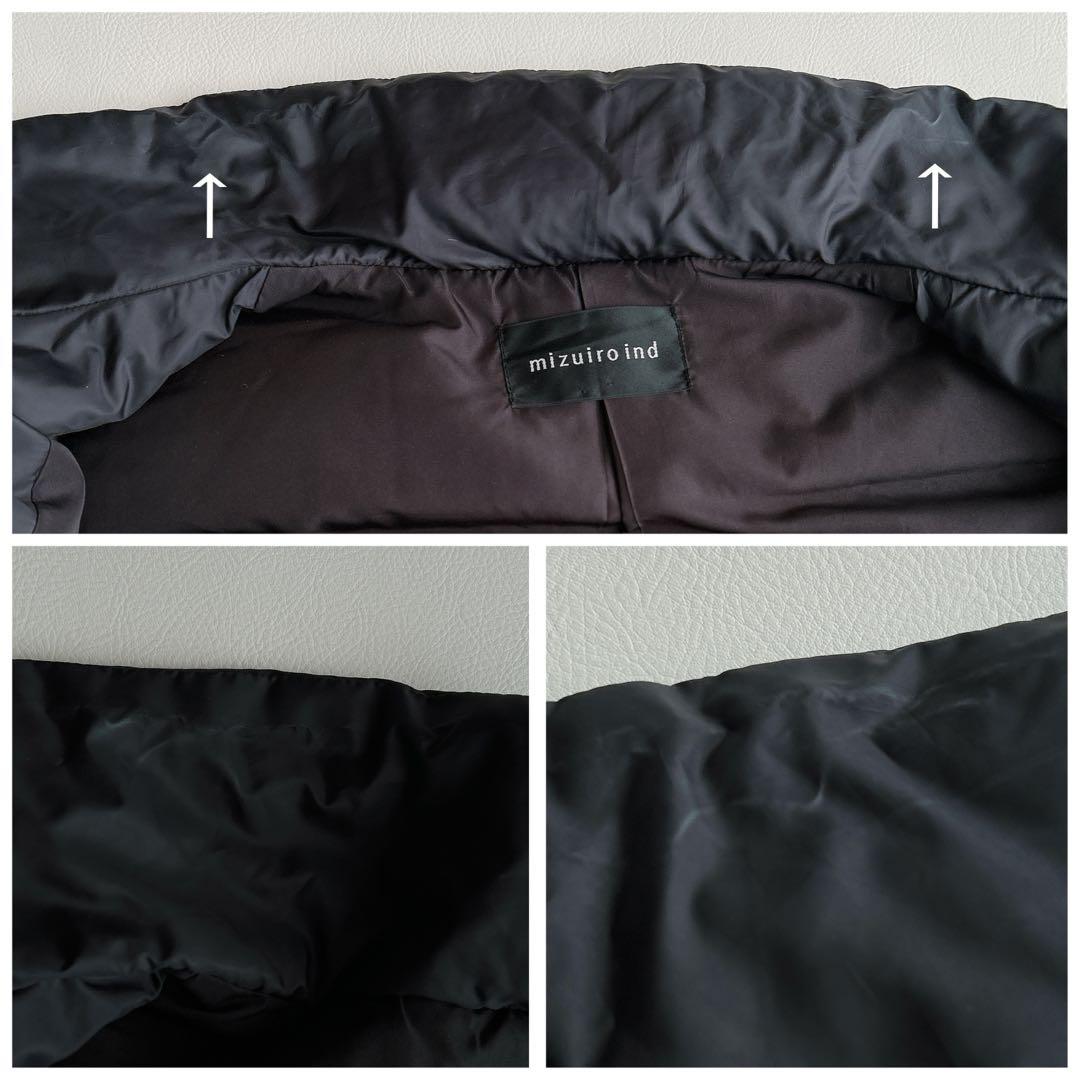 mizuiroind ⿻ ワイド ダウンベスト ダウン フェザー ゆったり 黒