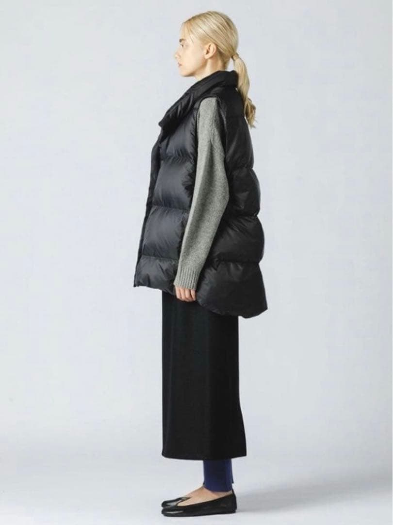 mizuiroind ⿻ ワイド ダウンベスト ダウン フェザー ゆったり 黒