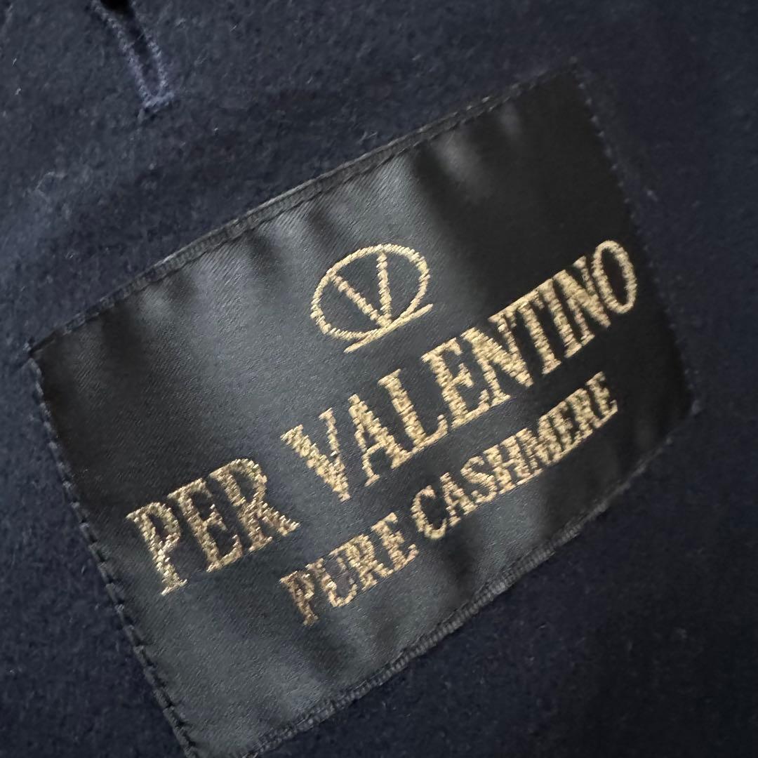 極上カシミヤ100 VALENTINO ダブルチェスターコート　マキシ　ネイビー