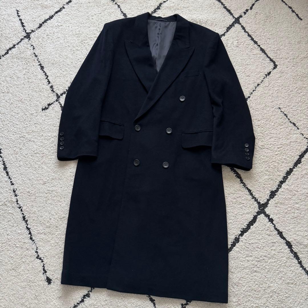 極上カシミヤ100 VALENTINO ダブルチェスターコート　マキシ　ネイビー