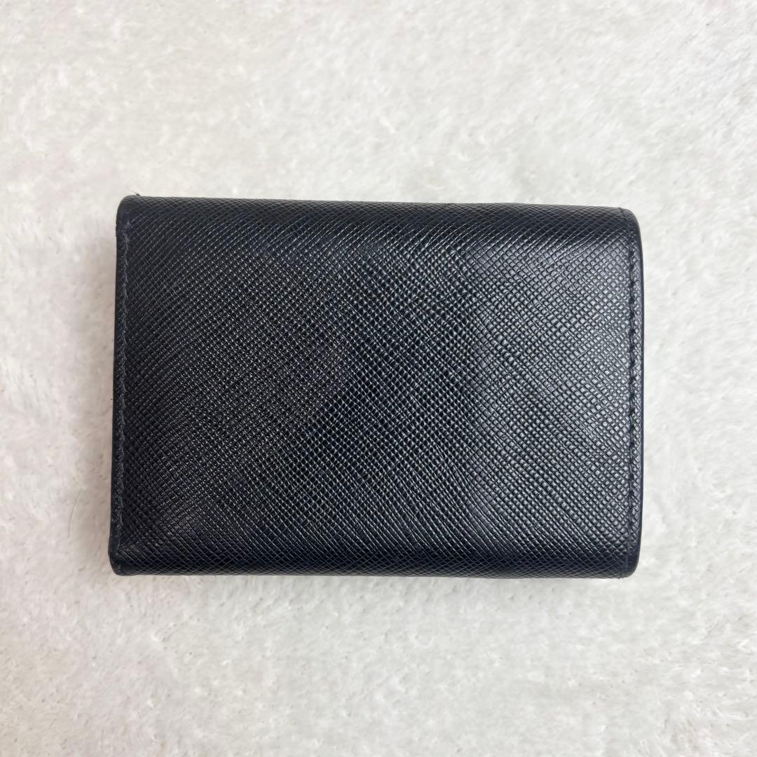 【希少✨】PRADA 三つ折り財布 バイカラー サフィアーノ 黒 RFID搭載