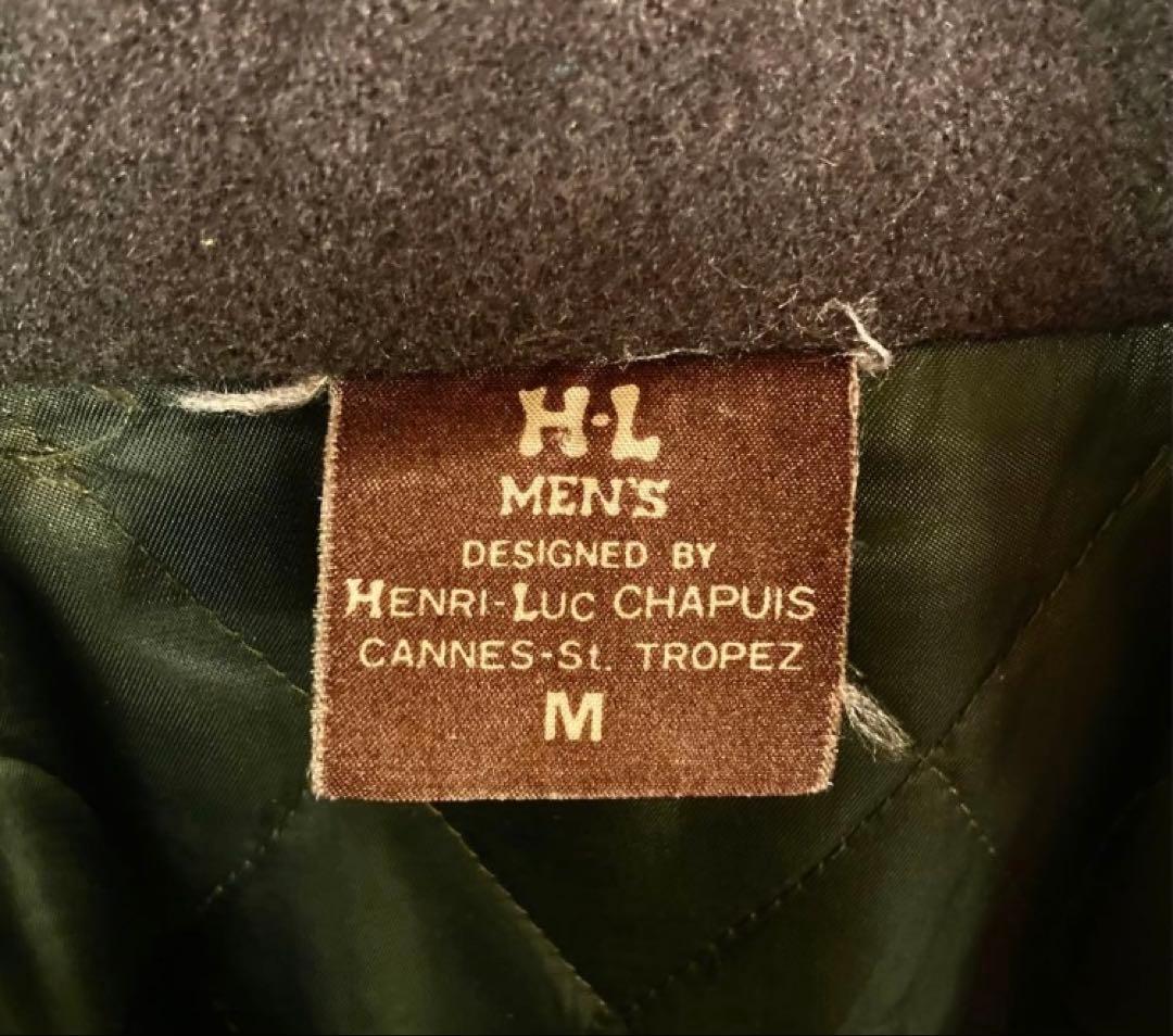 レトロ古着 羊革リアルレザー×ウールくすみグリーンスタジャン中綿裏キルトゆったり