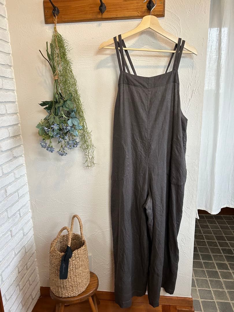 美品 かぐれ♡リネンサロペット2025summer♡チャコールグレー