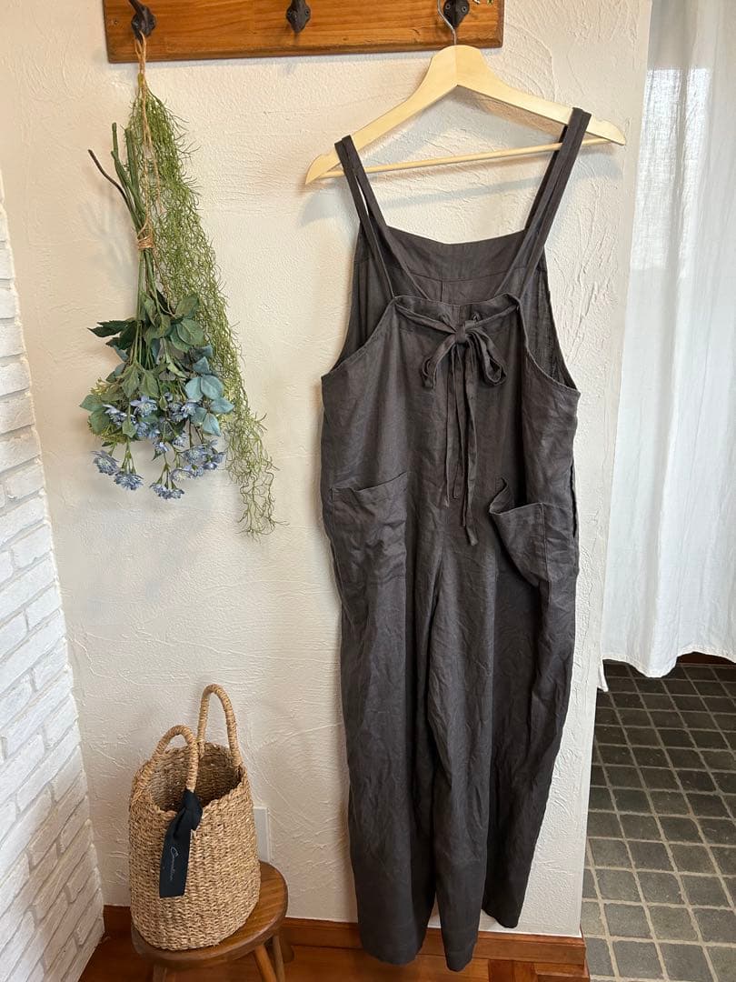 美品 かぐれ♡リネンサロペット2025summer♡チャコールグレー