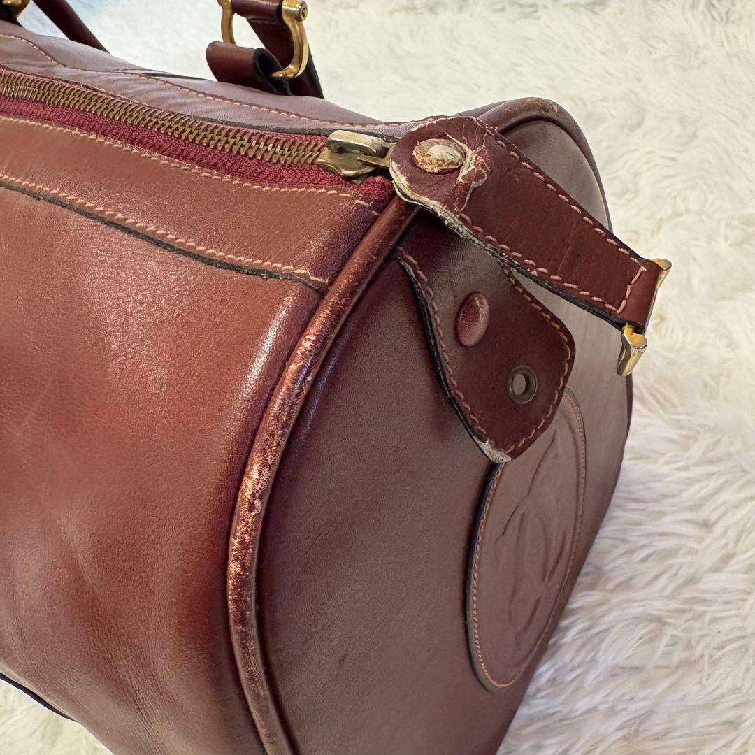 Cartierカルティエ ボストンバッグ マストライン 南京錠あり バーガンディ