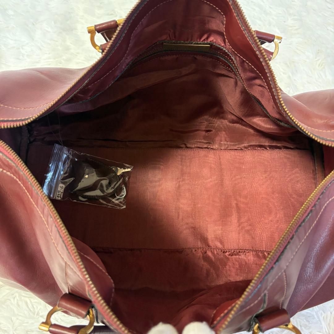 Cartierカルティエ ボストンバッグ マストライン 南京錠あり バーガンディ