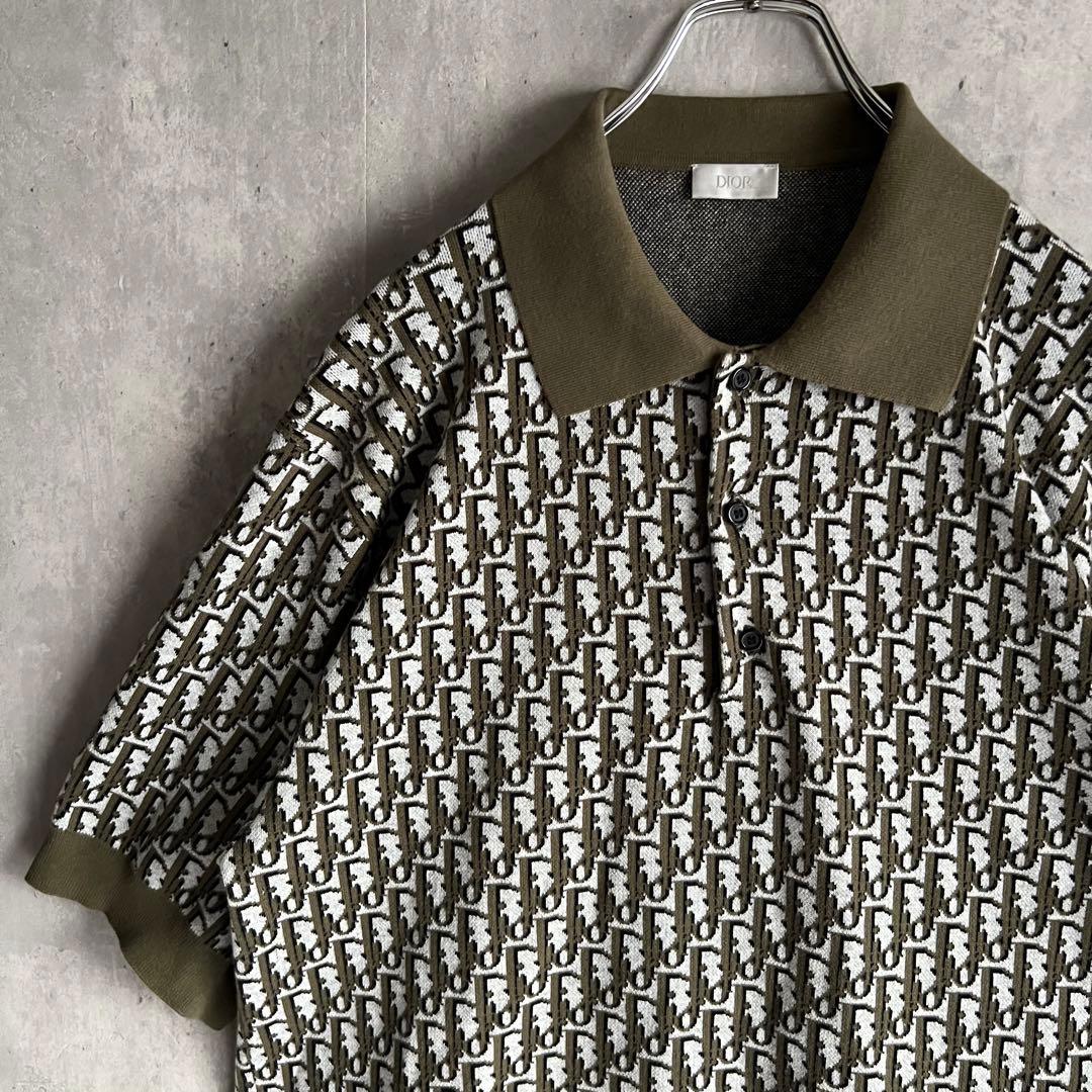 Dior　ディオール　オブリーク　コットン　ジャカード　ポロシャツ　極美品　L