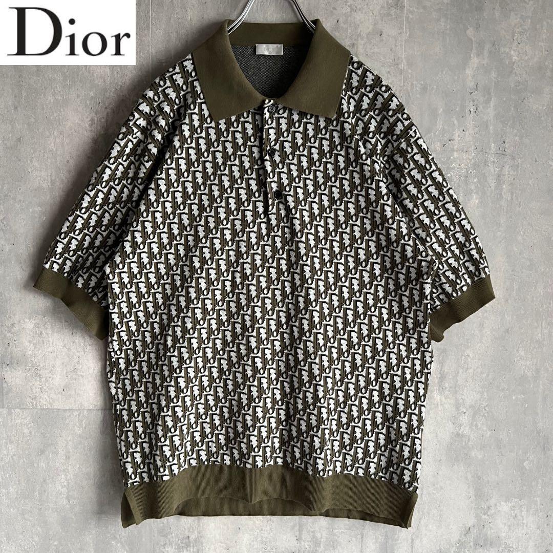 Dior　ディオール　オブリーク　コットン　ジャカード　ポロシャツ　極美品　L