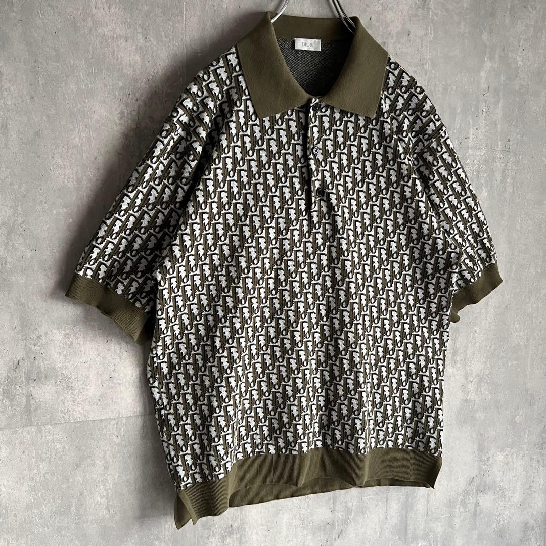 Dior　ディオール　オブリーク　コットン　ジャカード　ポロシャツ　極美品　L