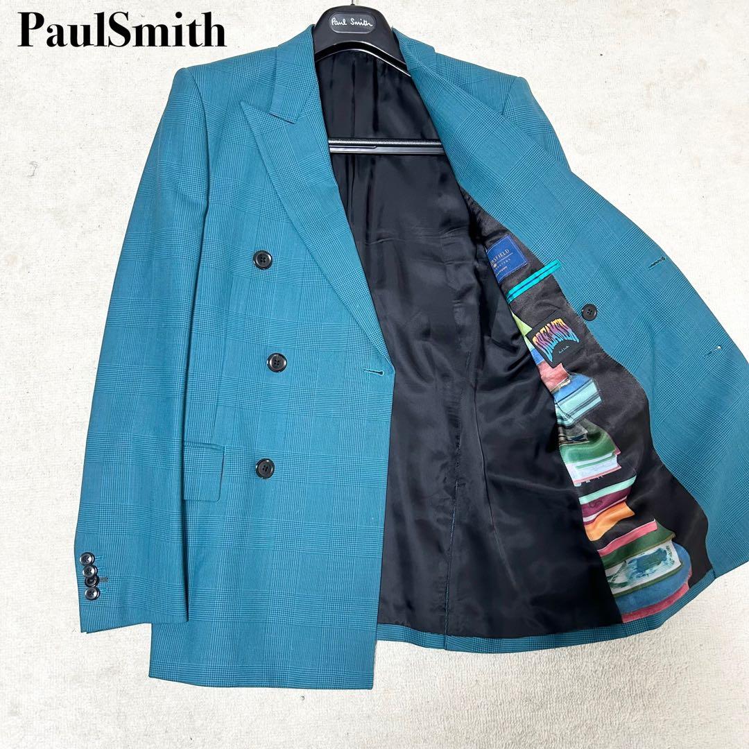 美品　ポールスミス　ダブルブレストテーラードジャケット　ターコイズブルー　現行