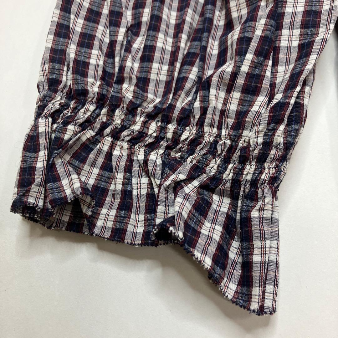 【新品】ピンクハウス 白×ネイビー系チェック チュニックブラウス/2025年