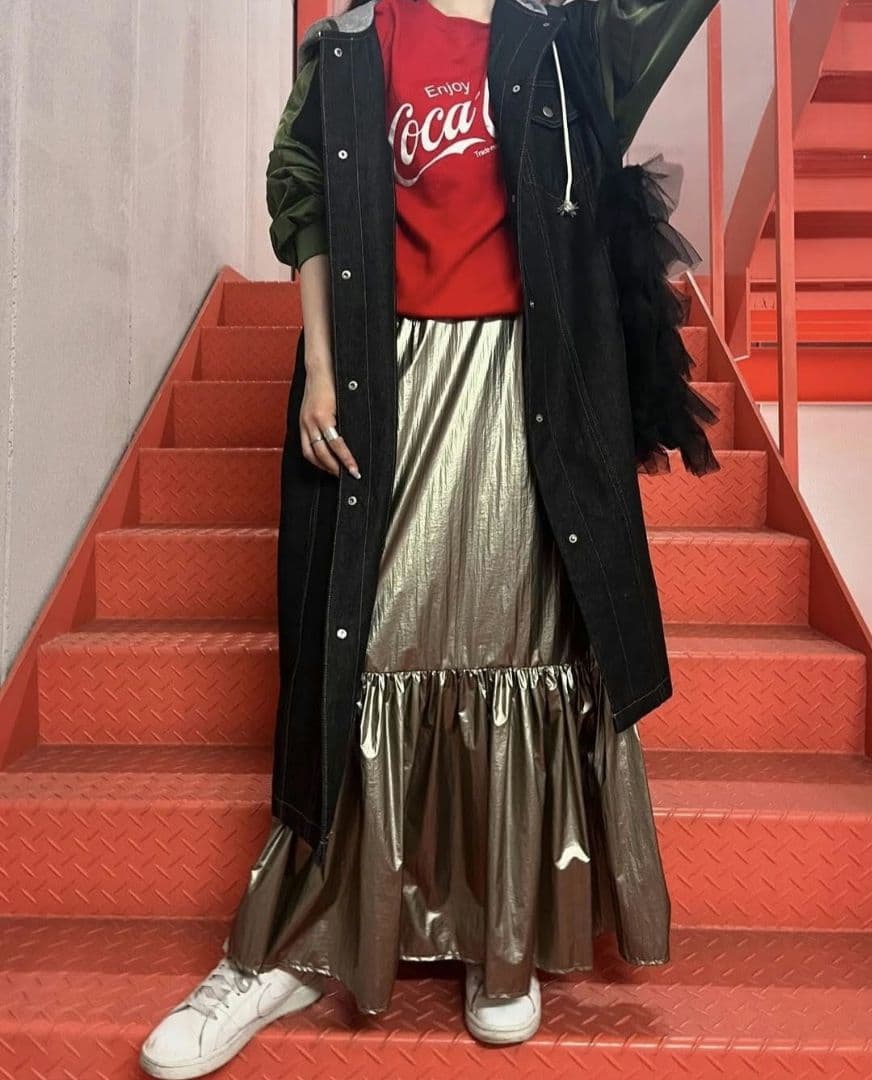 ╰*╯様 MICALLE デニムドッキングオーバーサイズロングコート