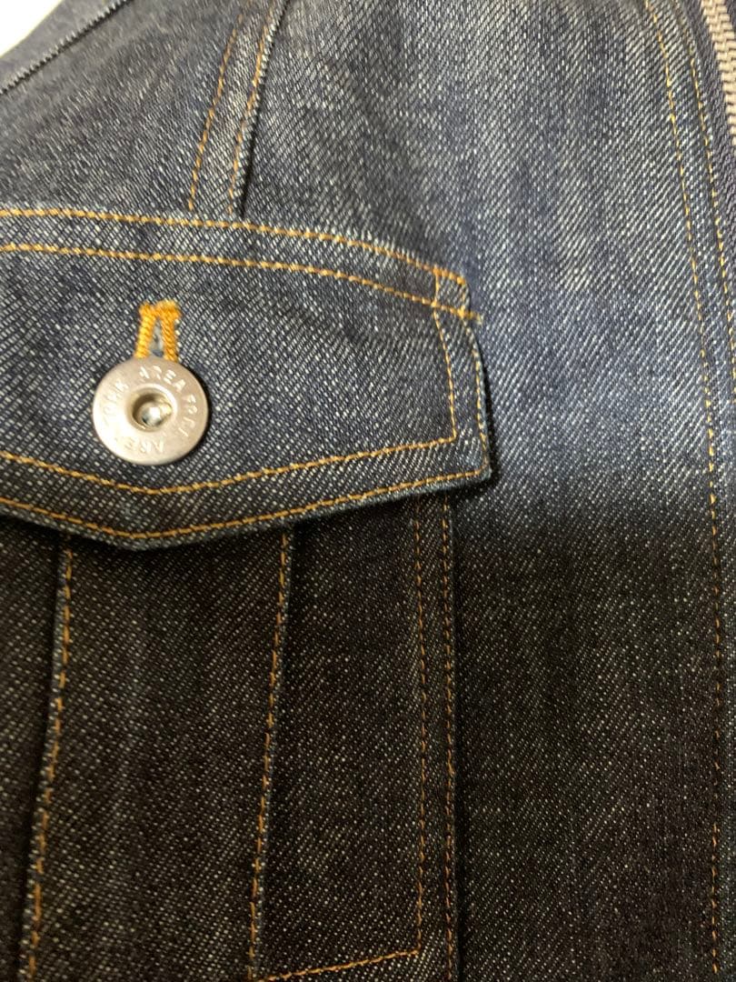 自由区★大きなサイズ　ジップアップノーカラーデニムジャケット48 オンワード樫山