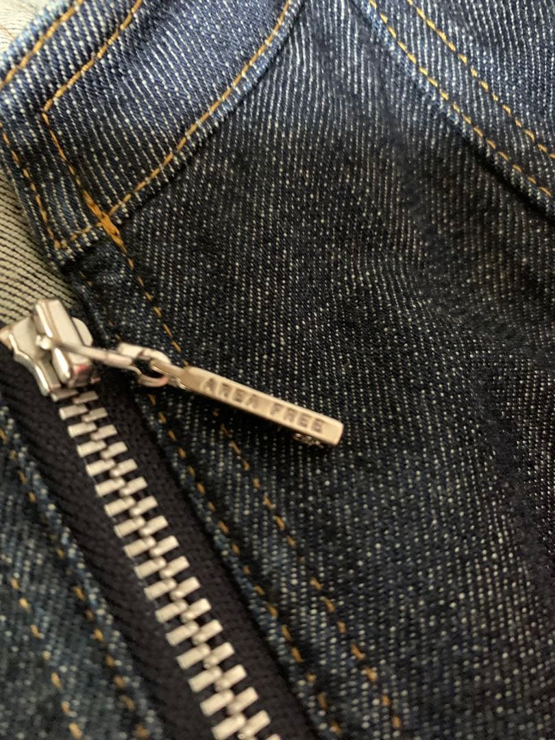 自由区★大きなサイズ　ジップアップノーカラーデニムジャケット48 オンワード樫山