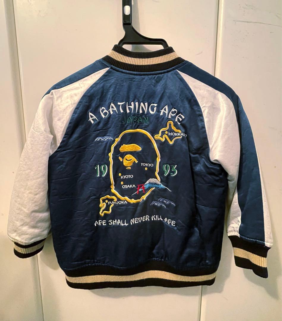 A BATHING APE スカジャン　 ネイビー/ホワイト