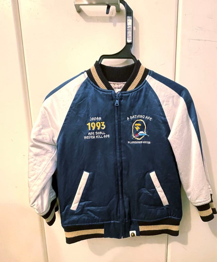 A BATHING APE スカジャン　 ネイビー/ホワイト