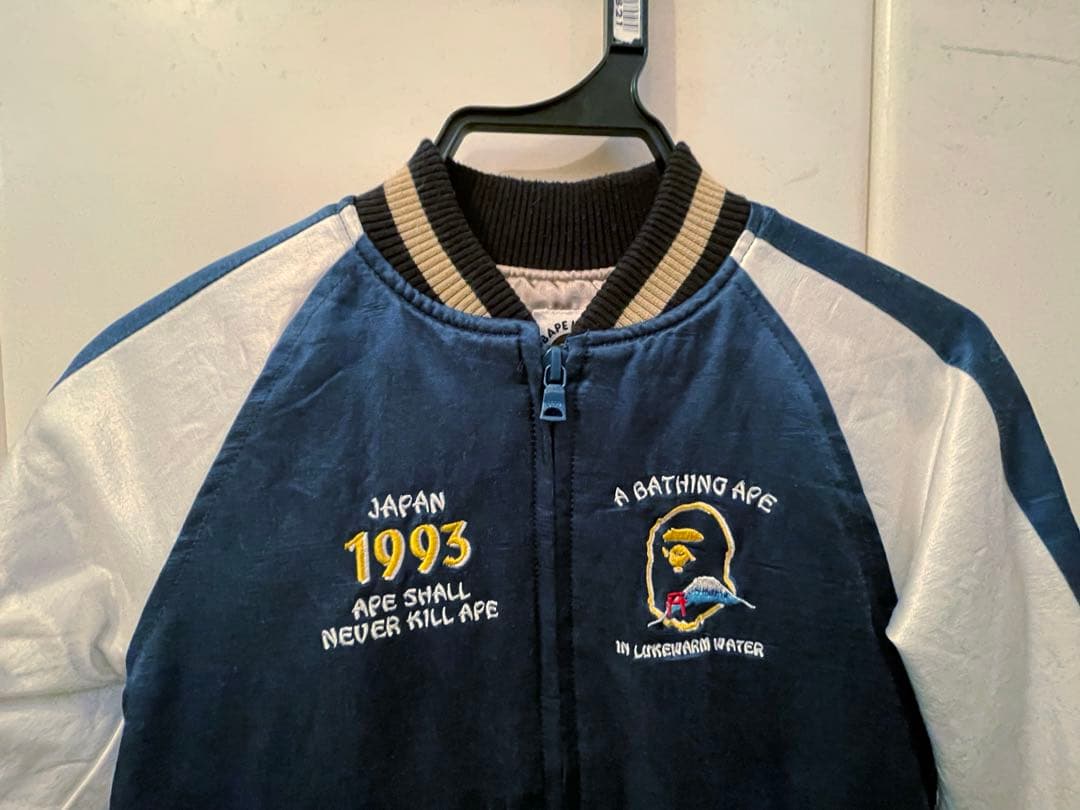 A BATHING APE スカジャン　 ネイビー/ホワイト