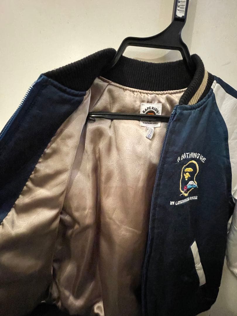 A BATHING APE スカジャン　 ネイビー/ホワイト