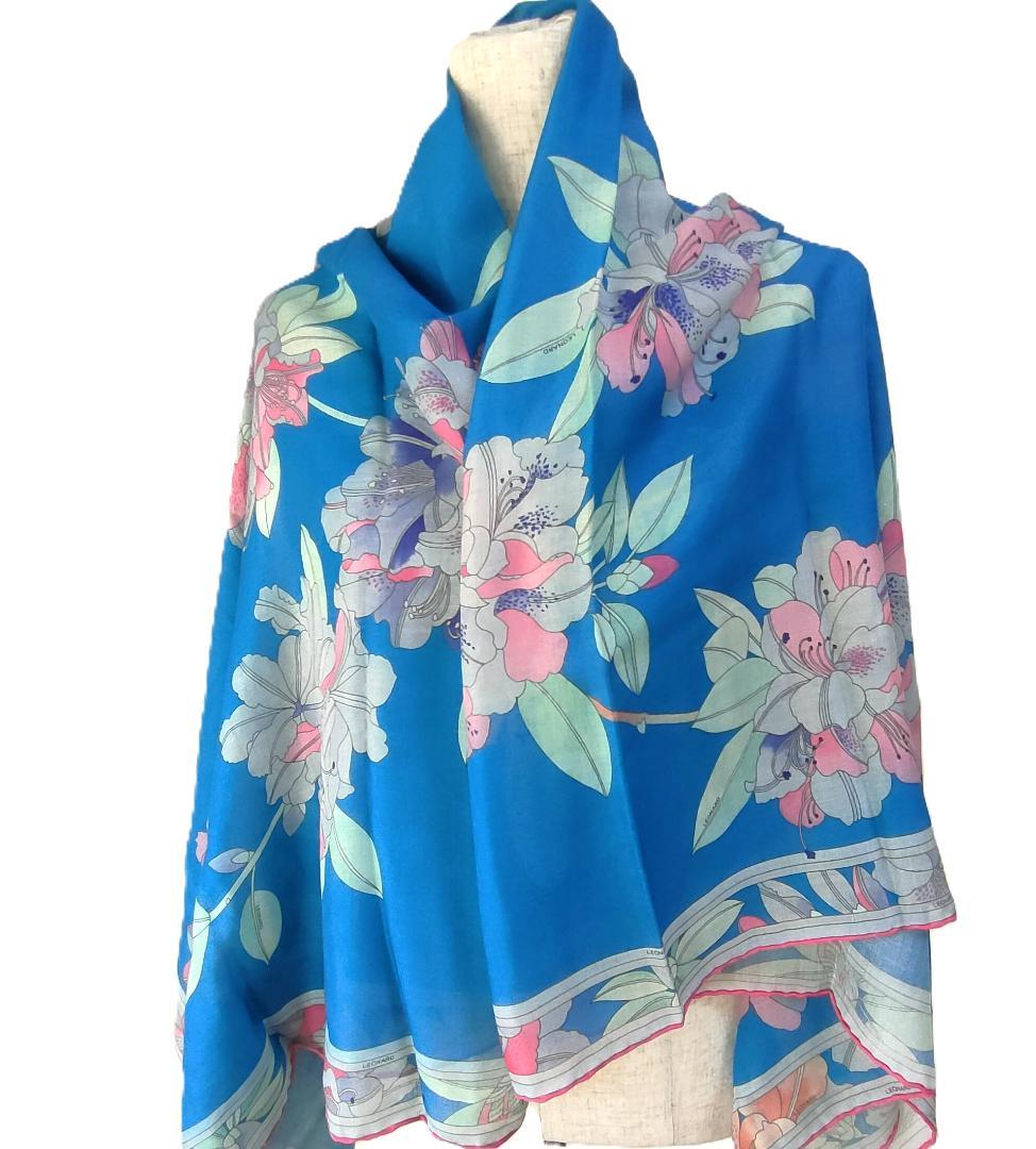 新品 12万 近年 大判 LEONARD レオナール ストール カシミア