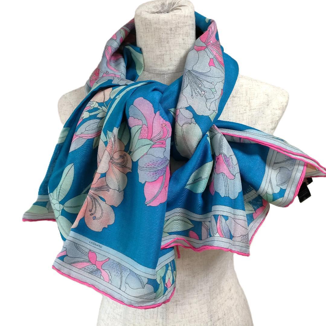 新品 12万 近年 大判 LEONARD レオナール ストール カシミア