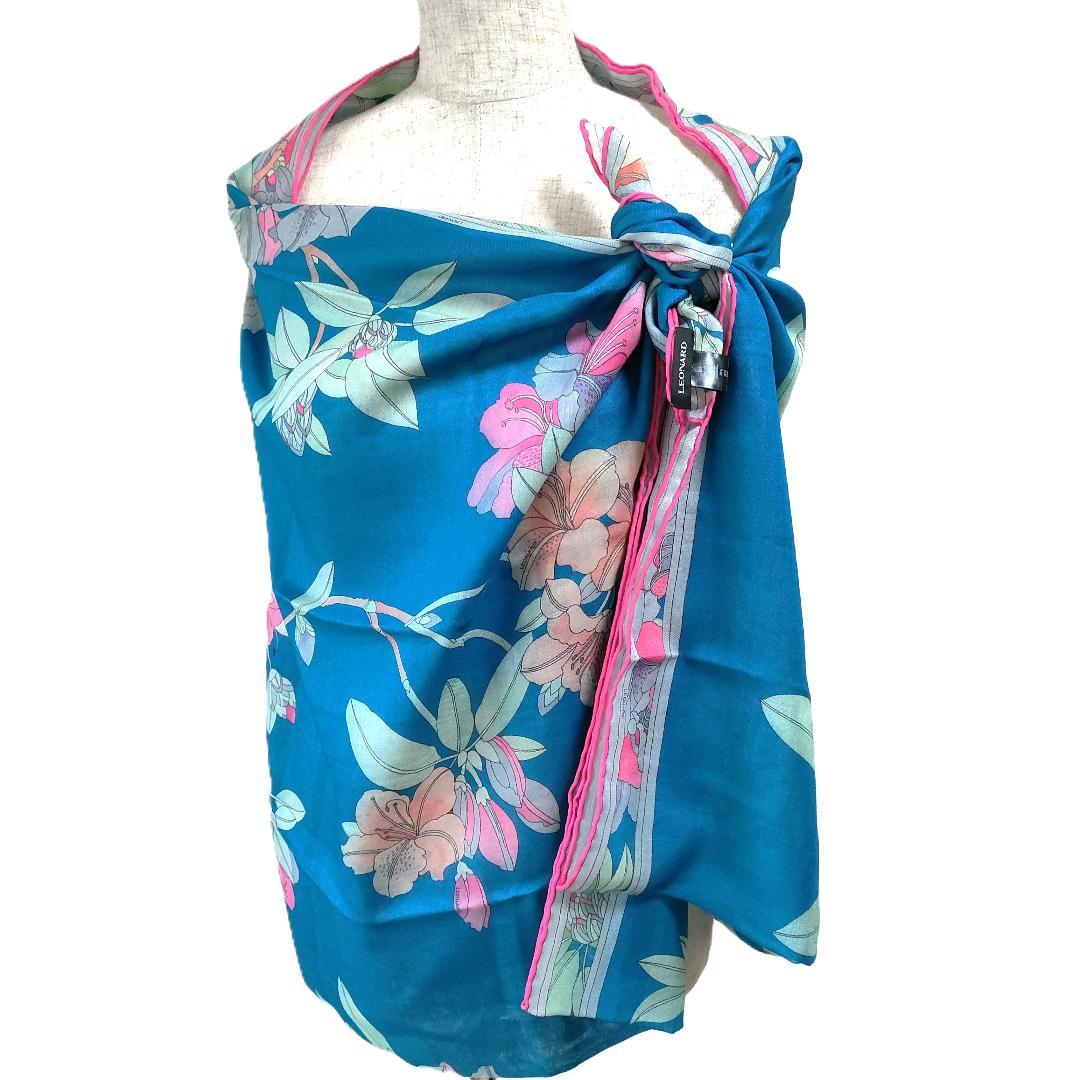 新品 12万 近年 大判 LEONARD レオナール ストール カシミア