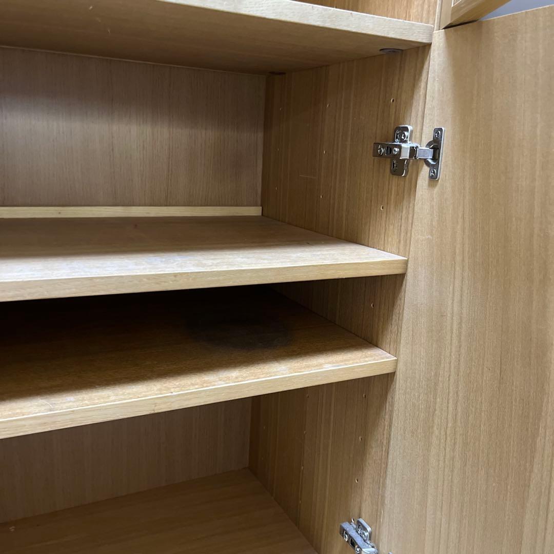 無印良品/ガラス扉付き収納棚/食器棚/ナチュラルウッド