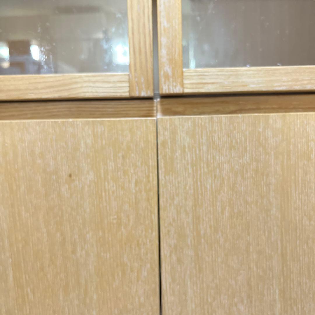 無印良品/ガラス扉付き収納棚/食器棚/ナチュラルウッド