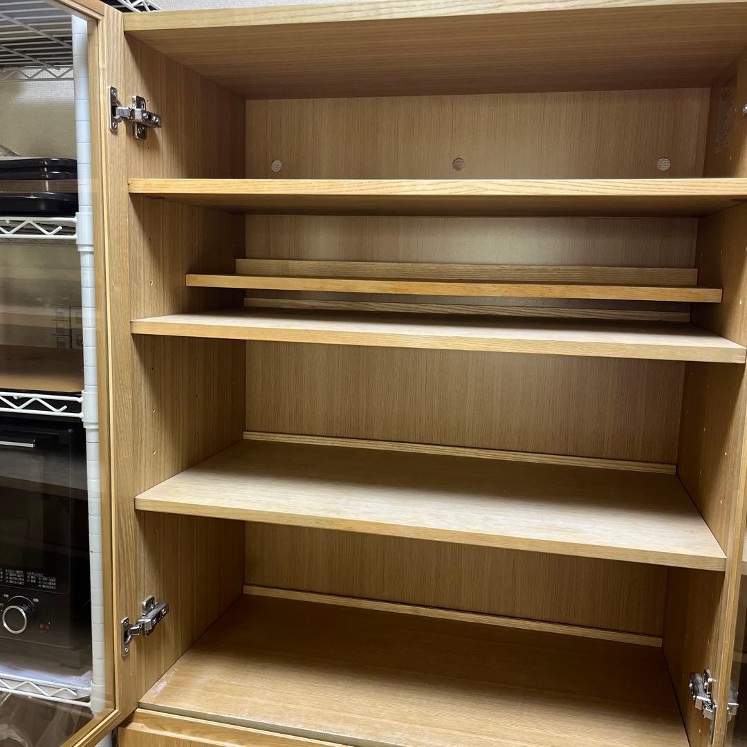 無印良品/ガラス扉付き収納棚/食器棚/ナチュラルウッド