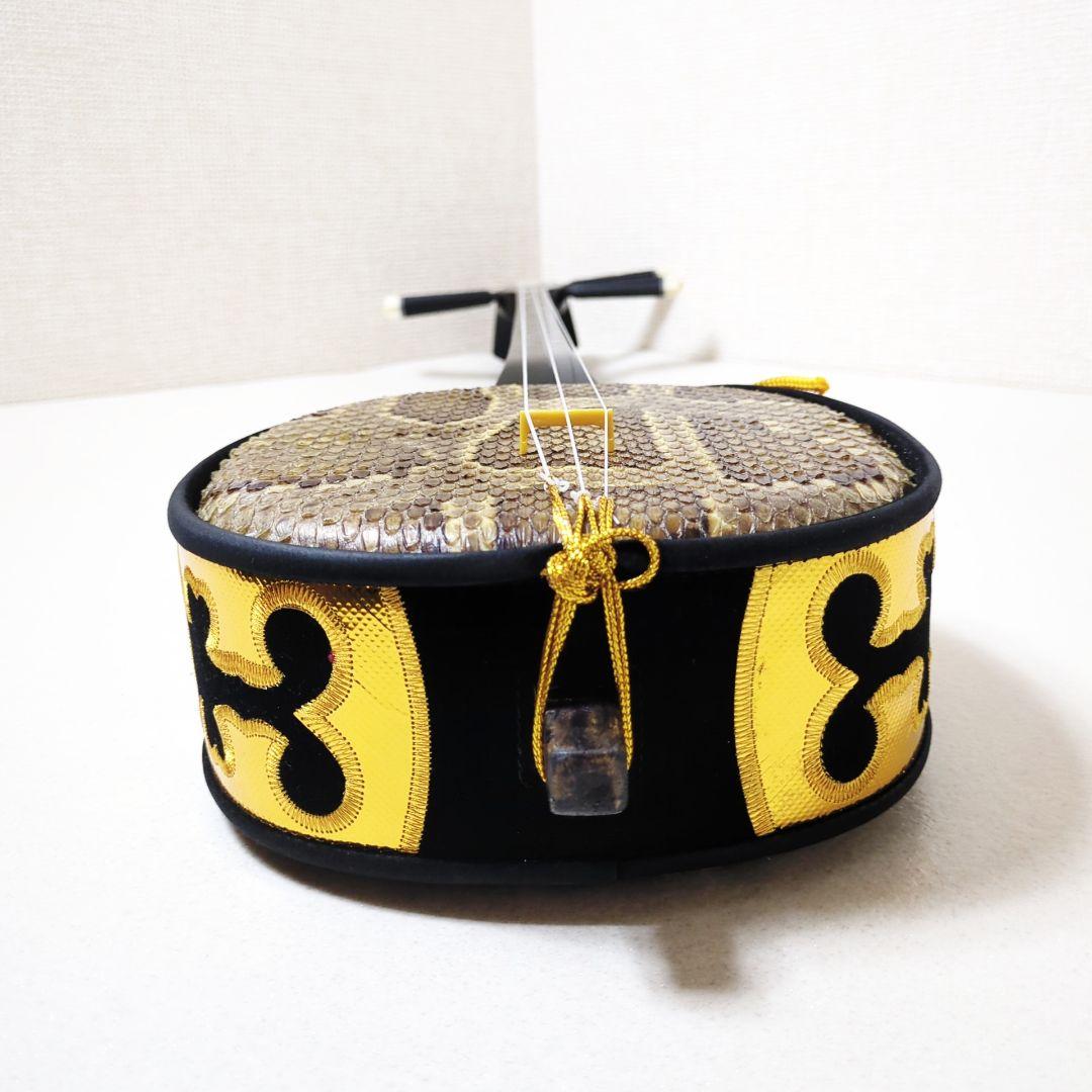 沖縄 三線 蛇皮 本皮 三線ケース ゼンオン SS-01 金色刺繍