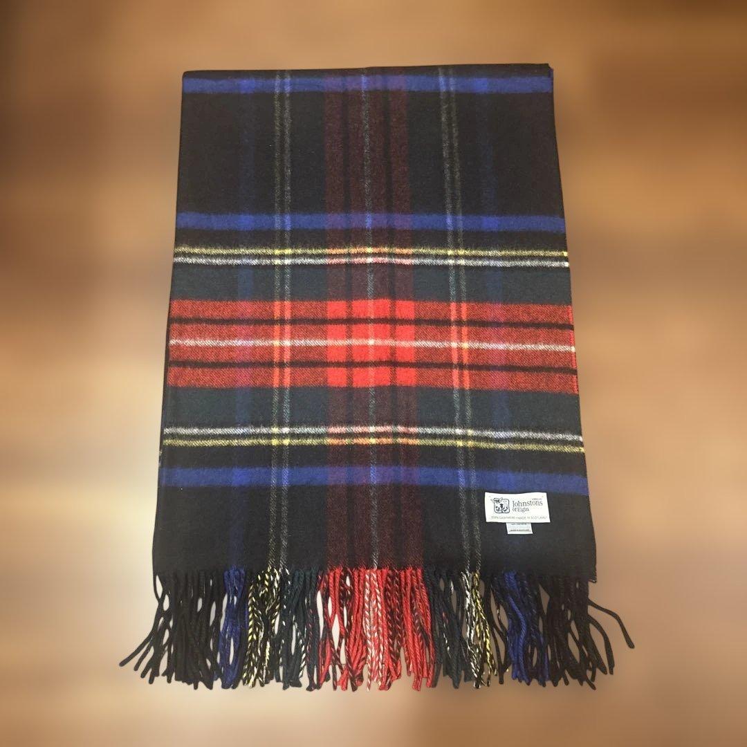 正規品　johnstons ジョンストンズ　チェック　カシミヤ　大判　ストール