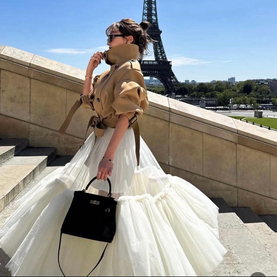 チョコ　sheller 2way short trench coat