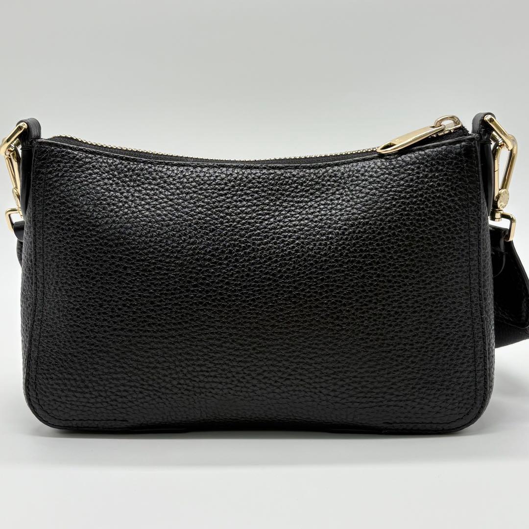 美品✨フルラ ショルダーバッグ アテナ アーチロゴ ゴールド金具 ブラック