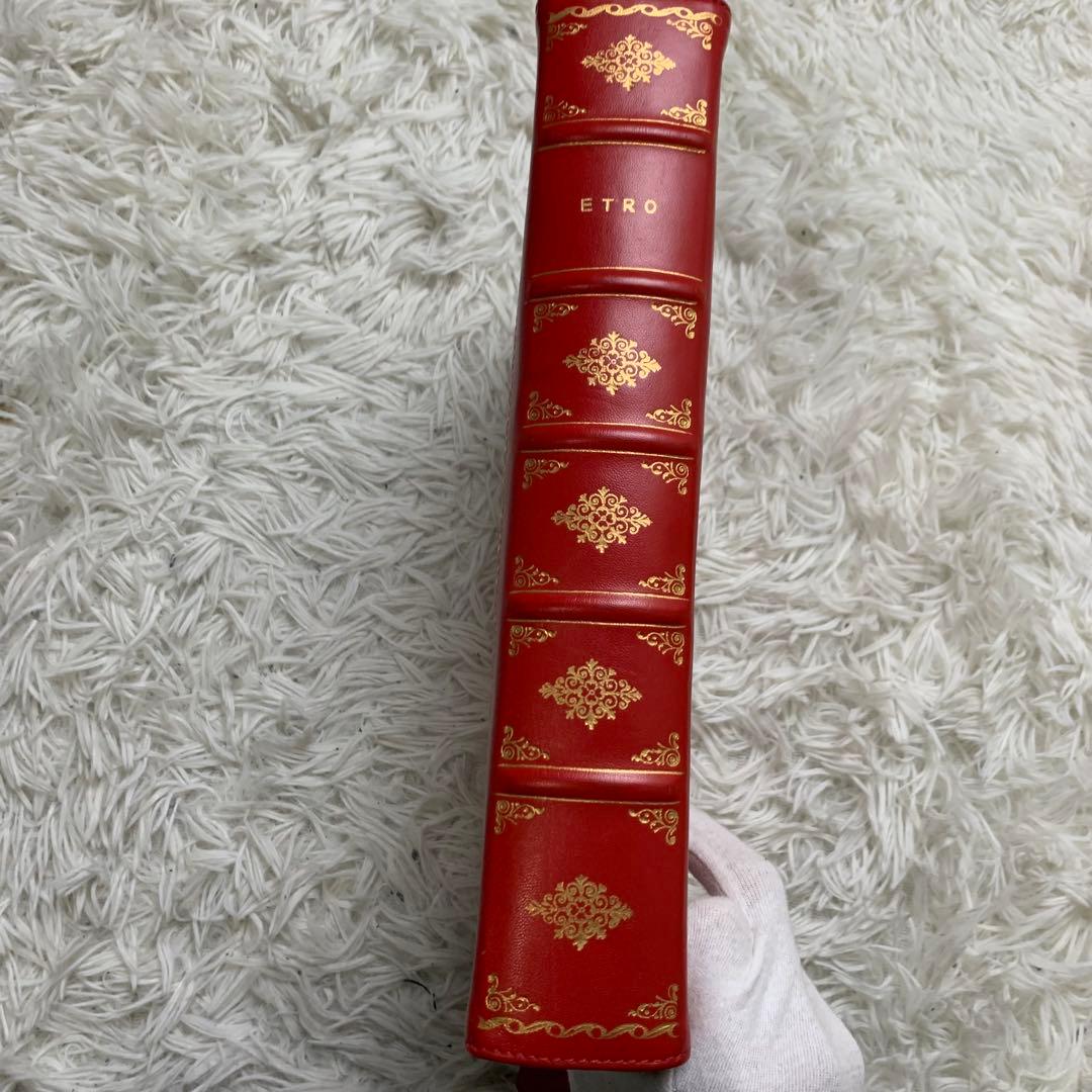 超希少！　エトロ　レザー　本型　クラッチバッグ　赤　ゴールド