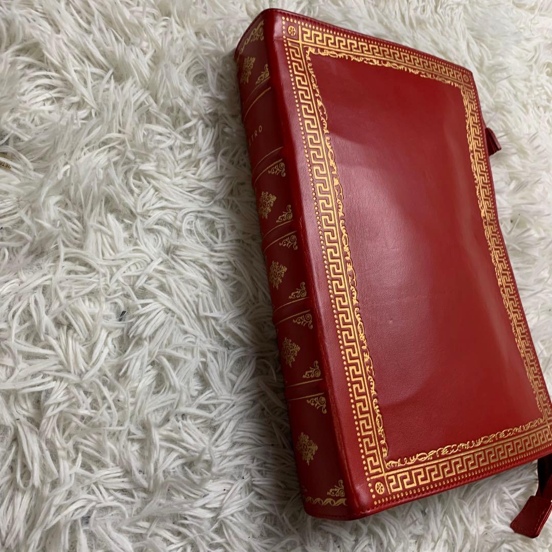 超希少！　エトロ　レザー　本型　クラッチバッグ　赤　ゴールド