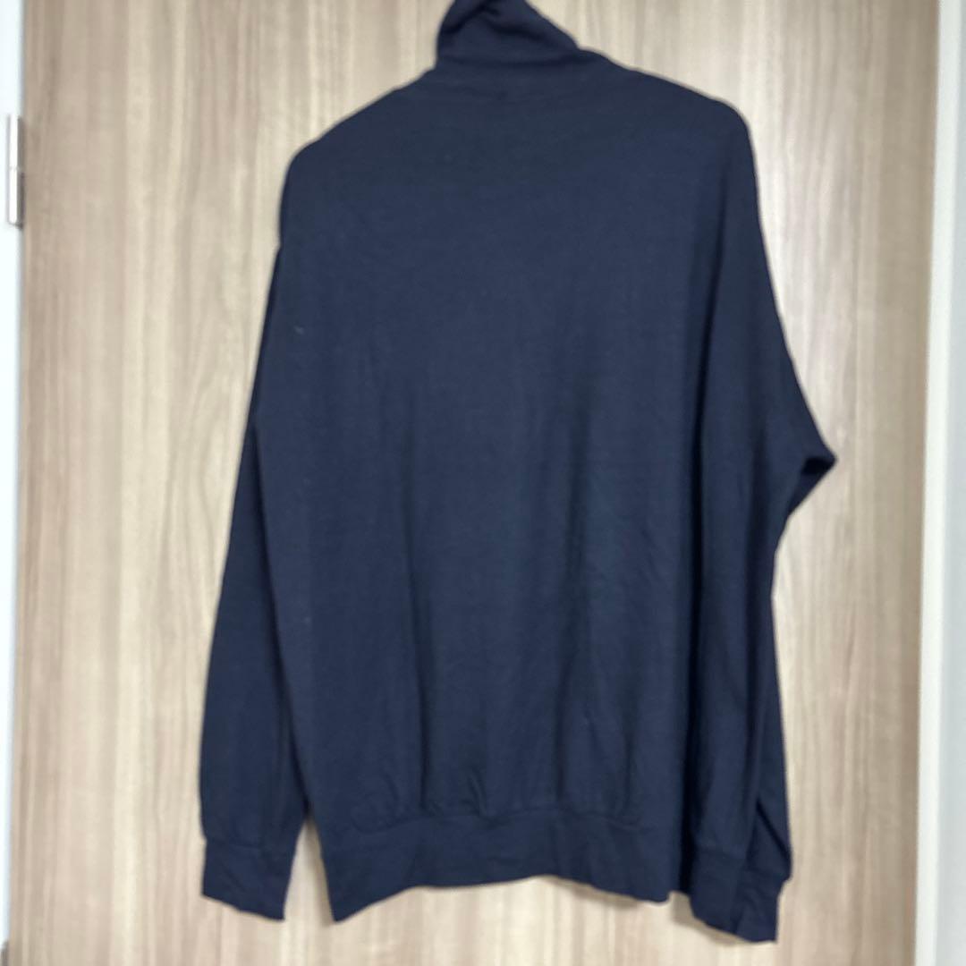 COMOLI ネイビー ウール天竺長袖タートルネック