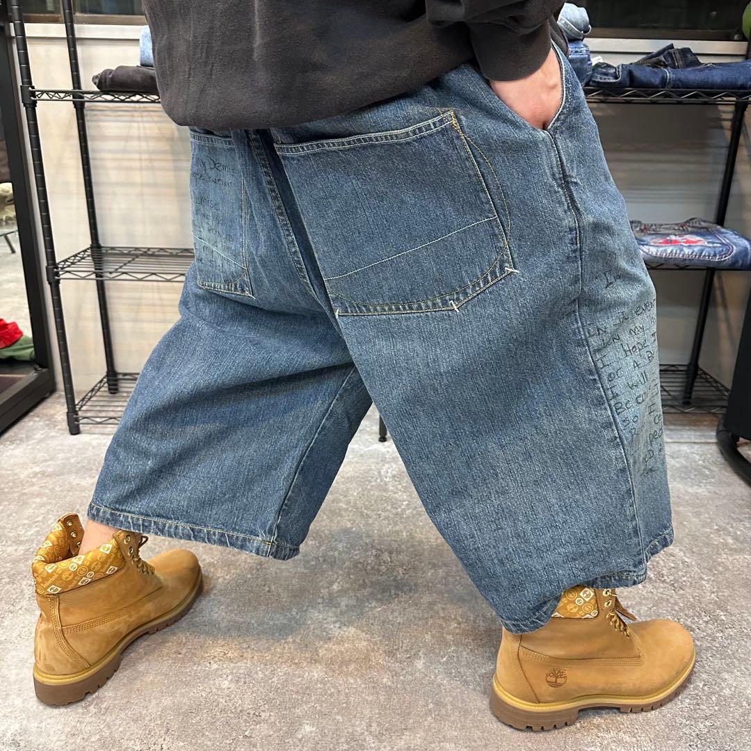 超BIGサイズ44 MAKAVELI 2pac 極太 デニムショーツ