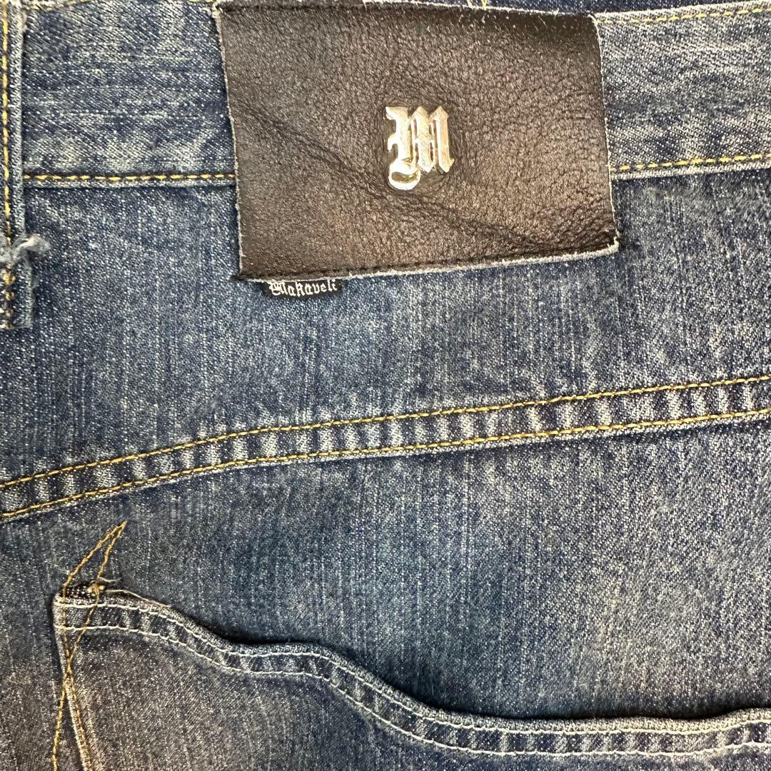 超BIGサイズ44 MAKAVELI 2pac 極太 デニムショーツ