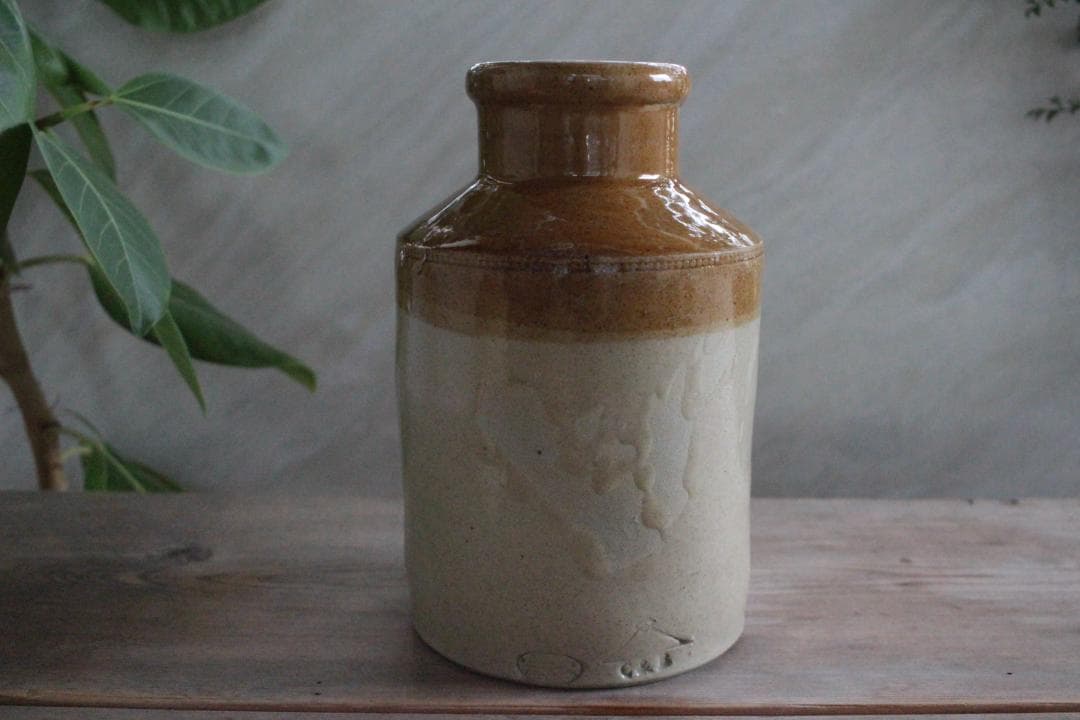 Lサイズ/イギリス陶器ストーンウェアボトル/アンティーク・ヴィンテージ