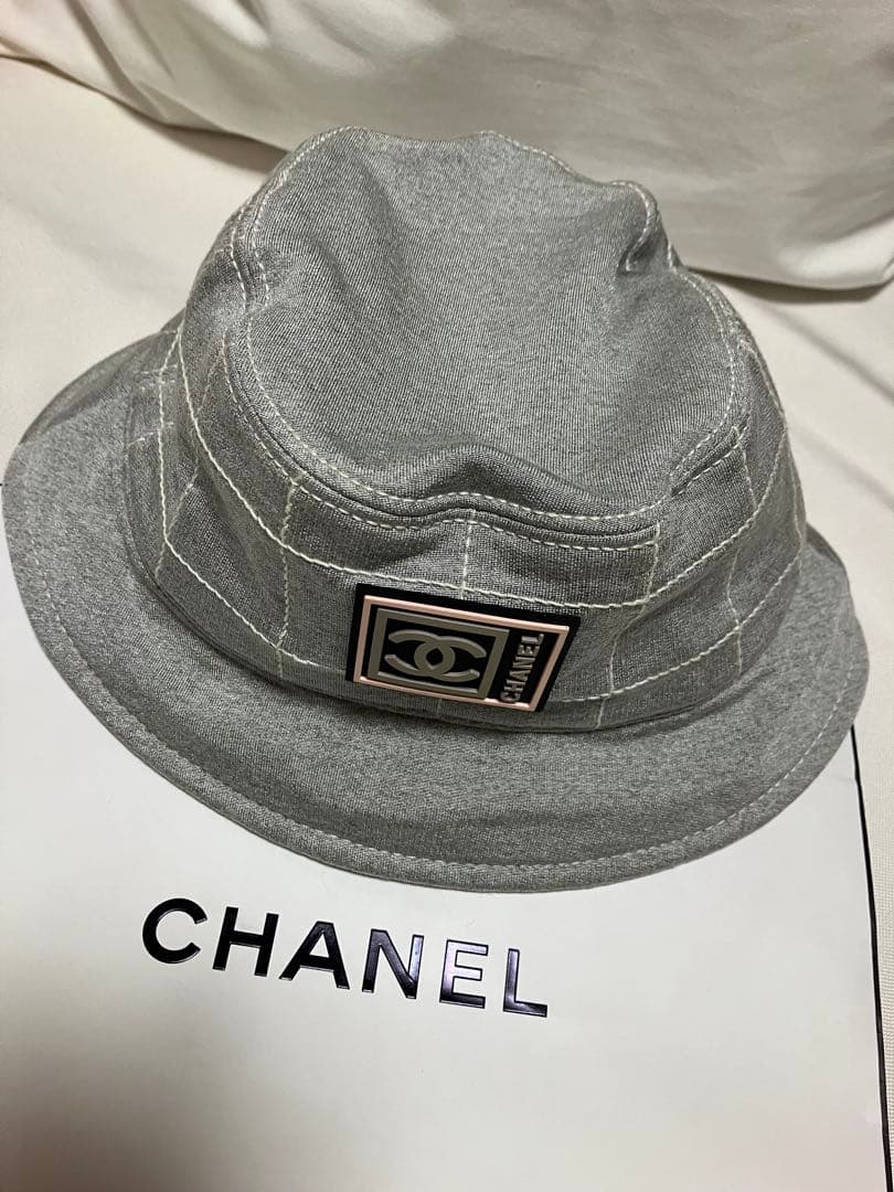 美品 CHANELシャネルスポーツラインココマークコットンバケットハット