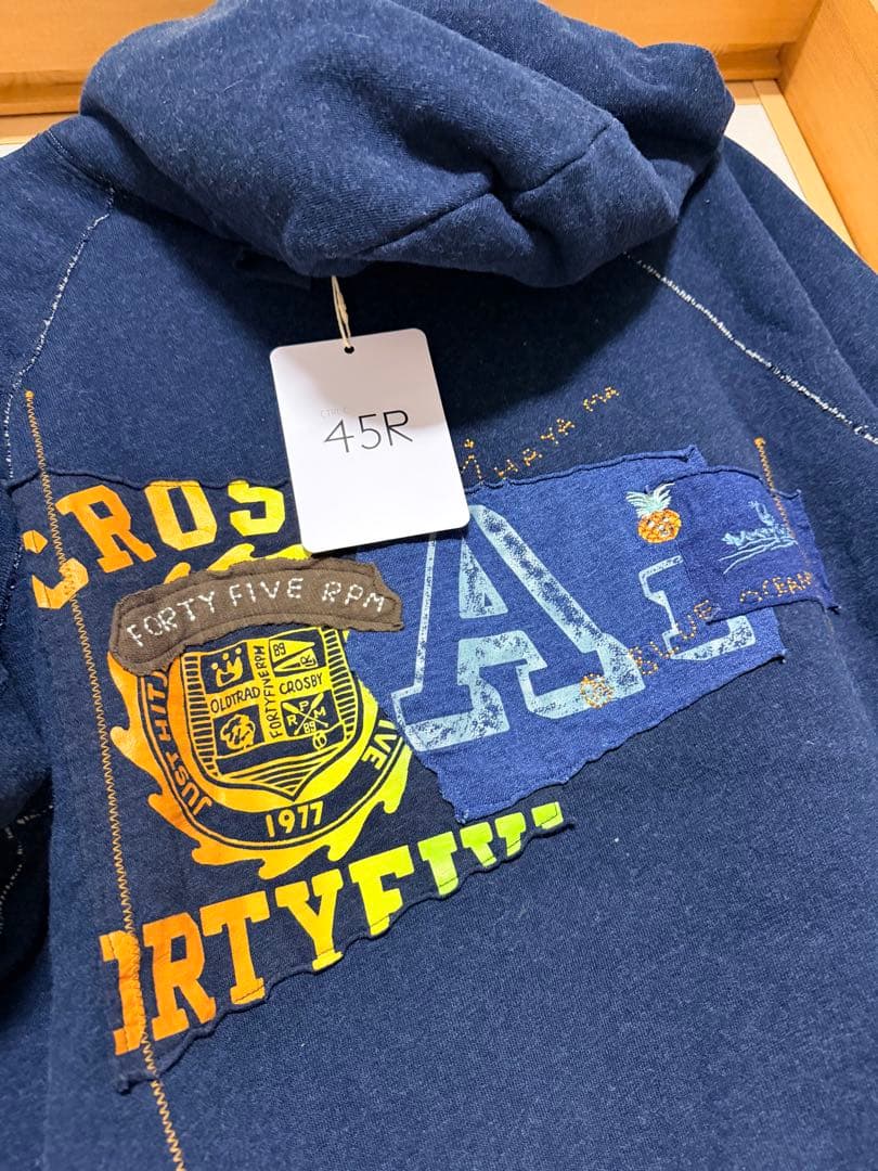 45R Ctrl C インディゴ染め 裏起毛 HAYAMAスウェットアノラック