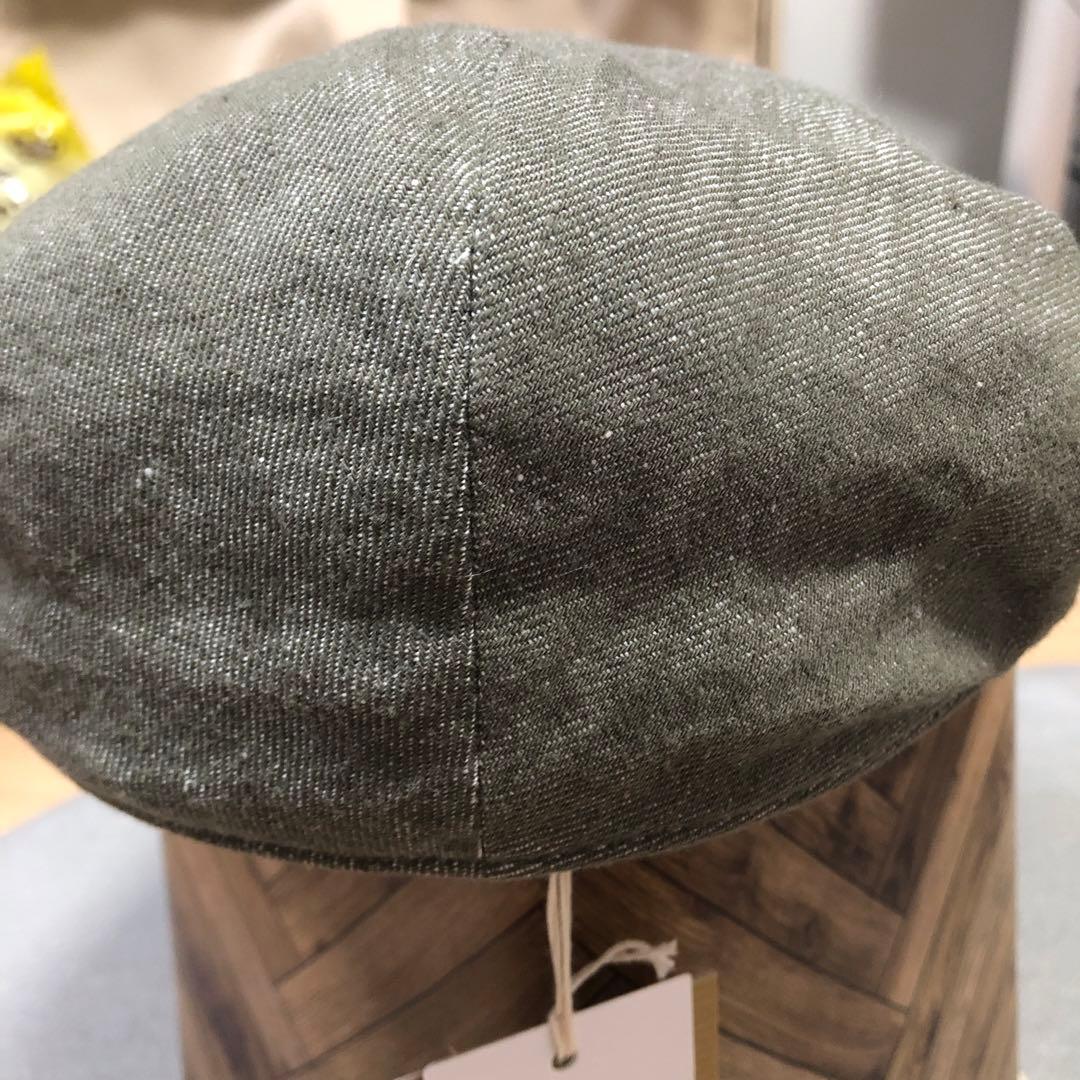 【未使用タグ付】日本製PAPAS ベレー帽Lカーキグレー系