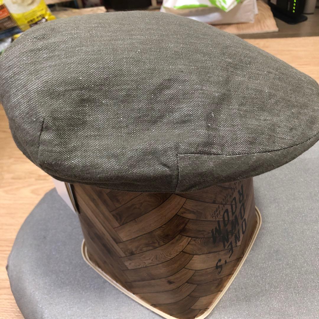 【未使用タグ付】日本製PAPAS ベレー帽Lカーキグレー系