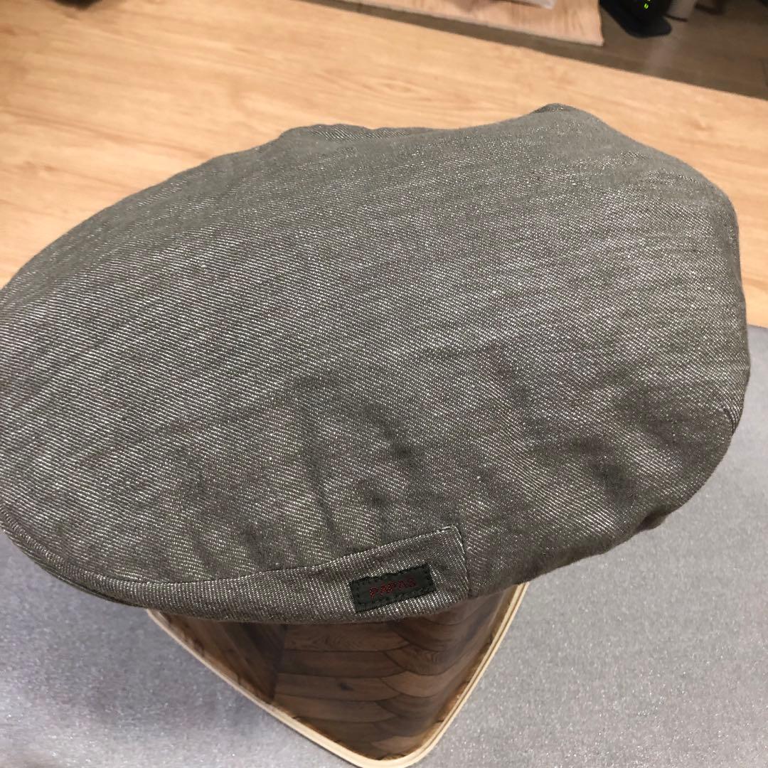 【未使用タグ付】日本製PAPAS ベレー帽Lカーキグレー系