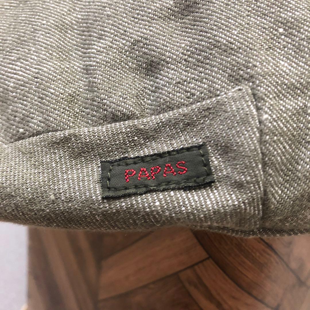 【未使用タグ付】日本製PAPAS ベレー帽Lカーキグレー系