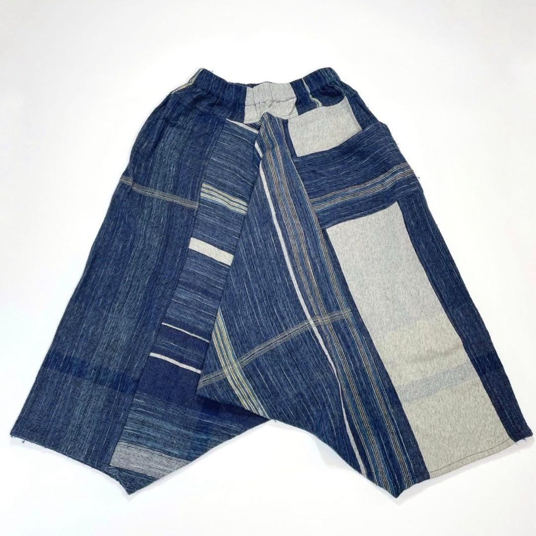 美品 タマキニイメ タルンパンツ サルエル 総柄 マルチカラー ブルー