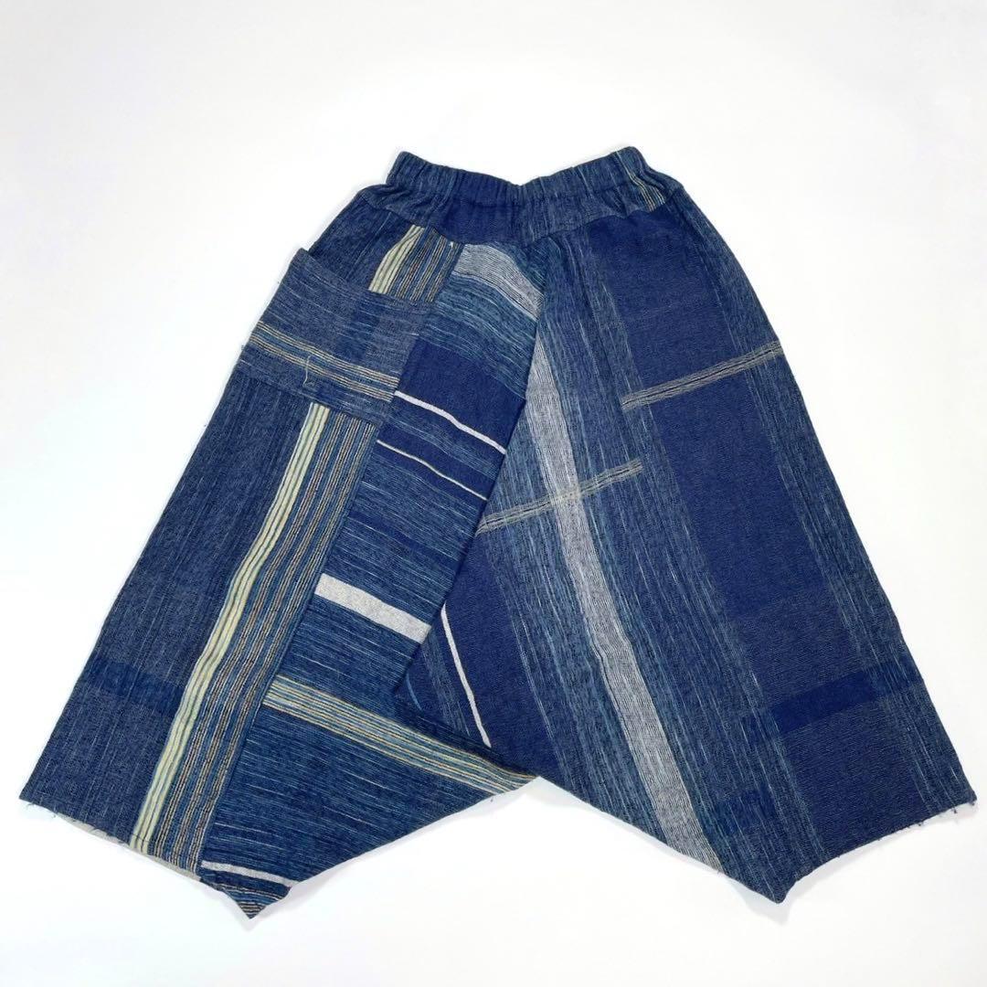 美品 タマキニイメ タルンパンツ サルエル 総柄 マルチカラー ブルー